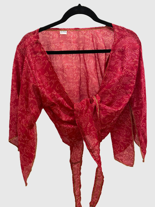 Upcycled Wickelbluse #603 -  Rot