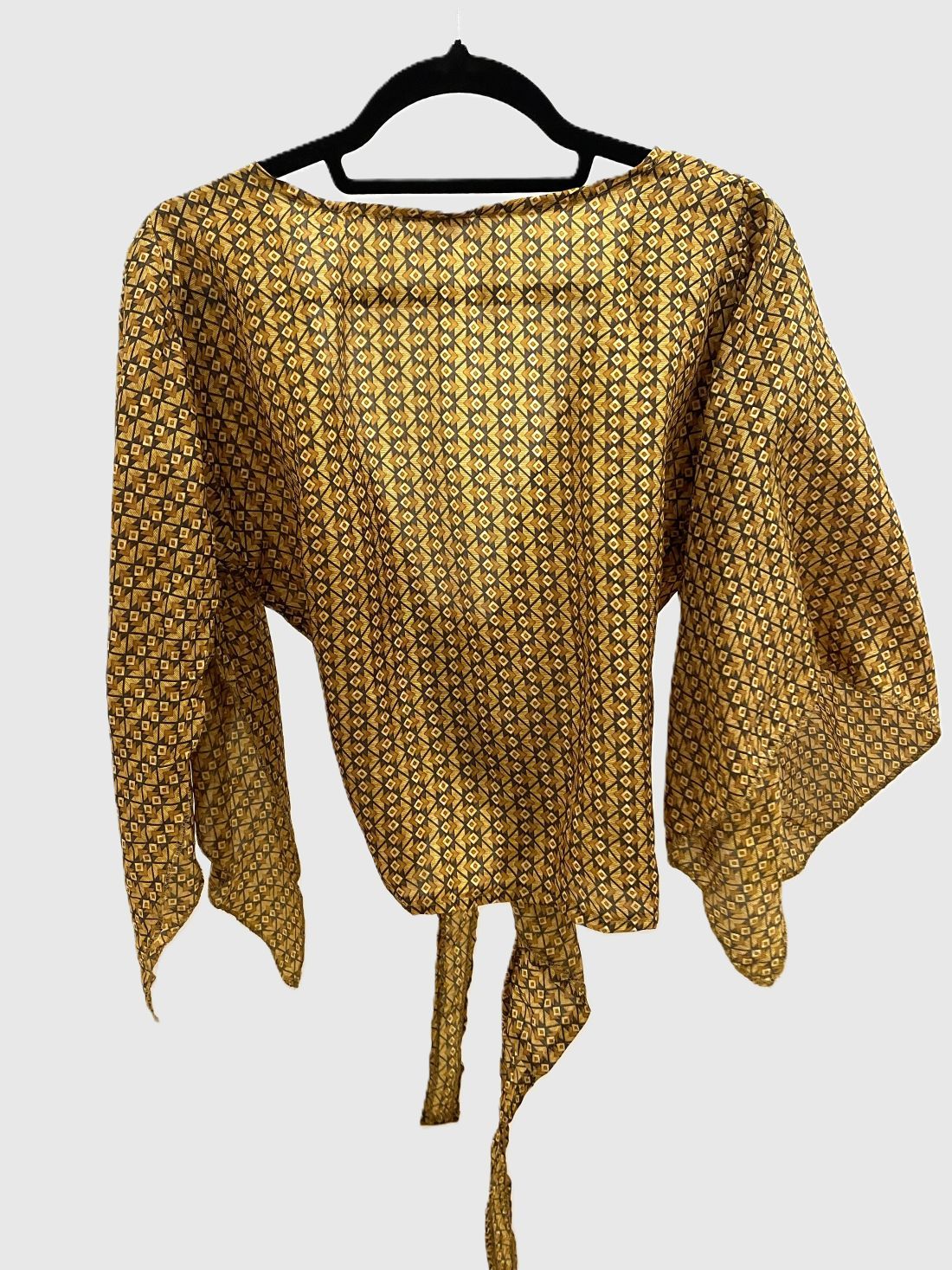 Upcycled Wickelbluse #604 - Ocker & Braun