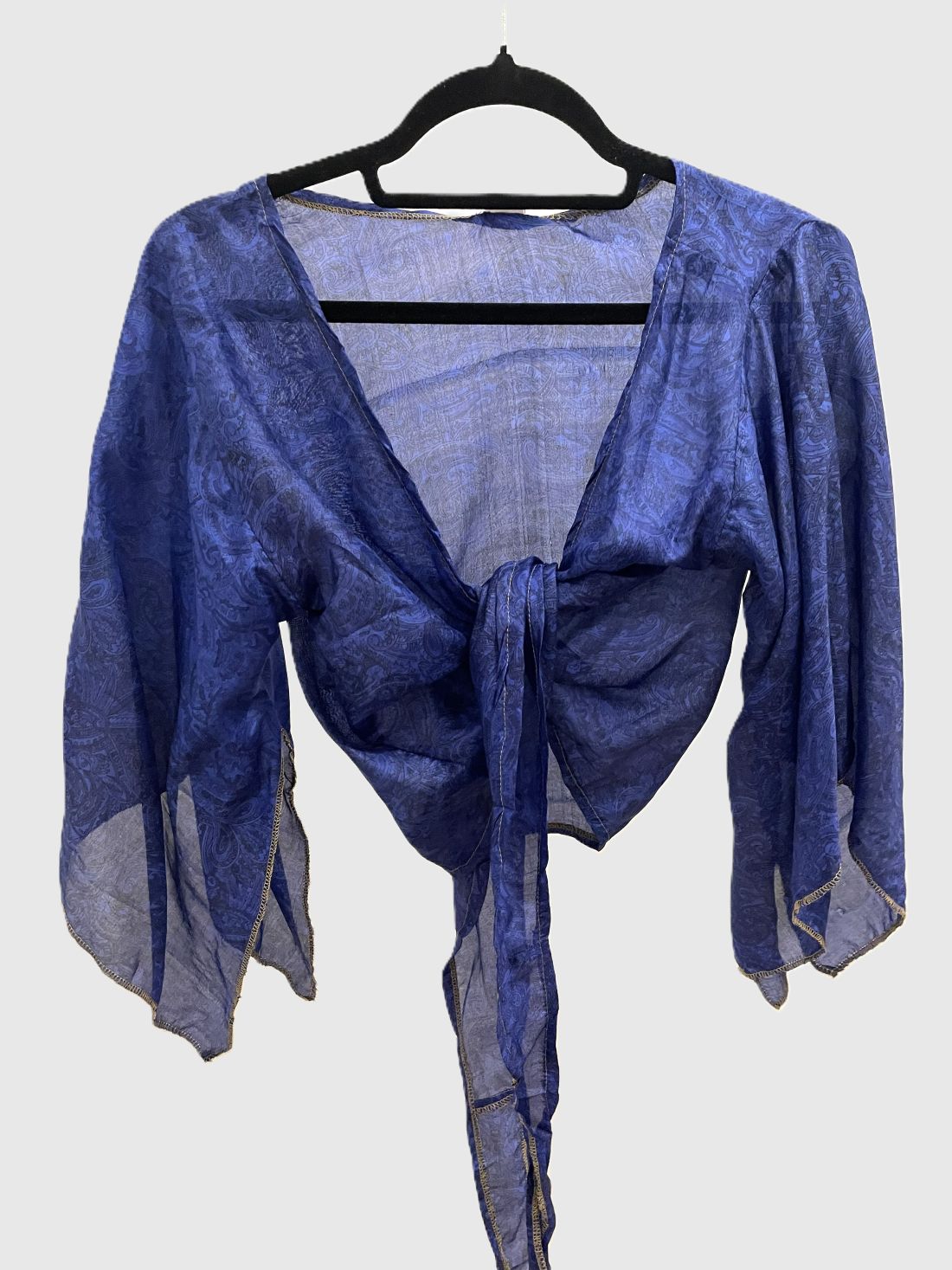 Upcycled Wickelbluse #607 - Blau