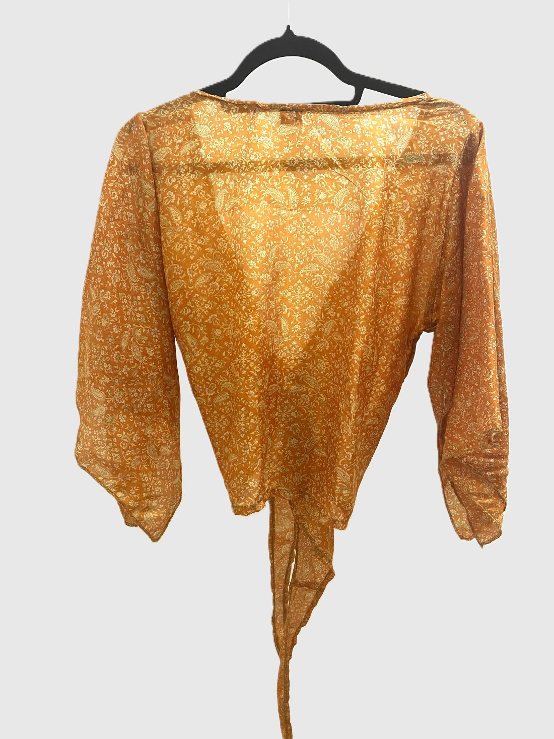 Upcycled Wickelbluse #612 - Orange & Gelb