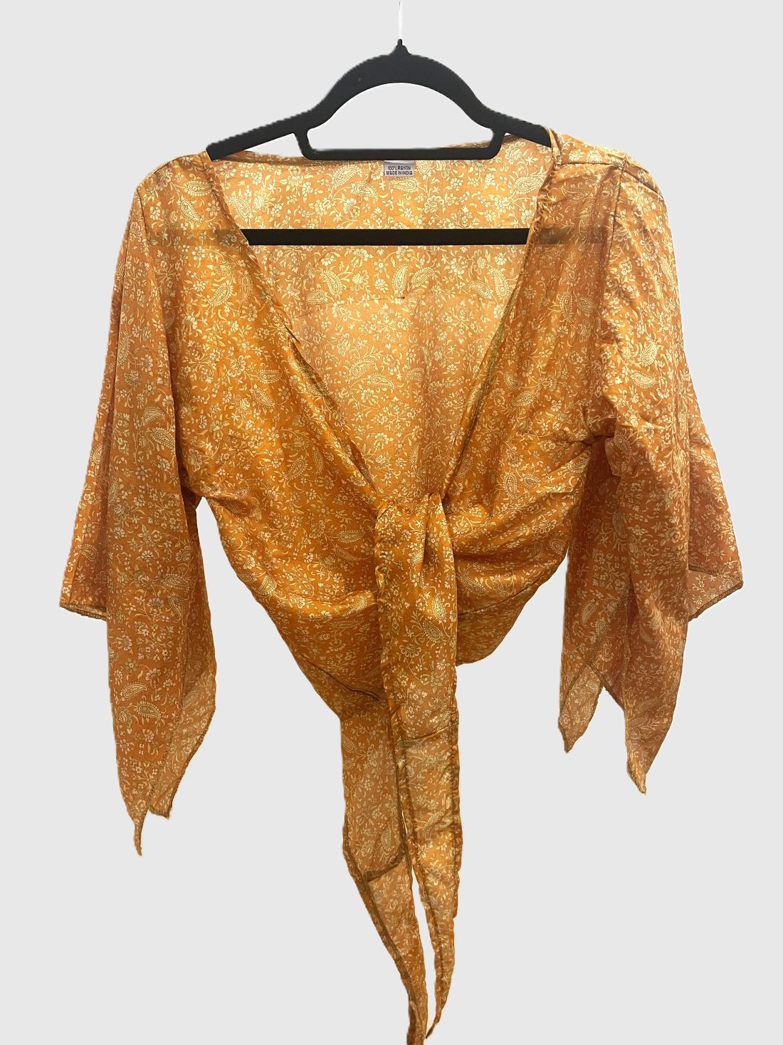 Upcycled Wickelbluse #612 - Orange & Gelb