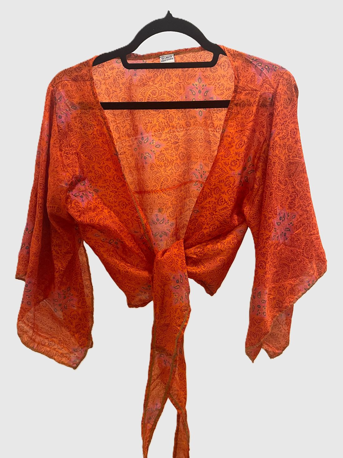 Upcycled Wickelbluse #615 -  Rot, Lila & Blau