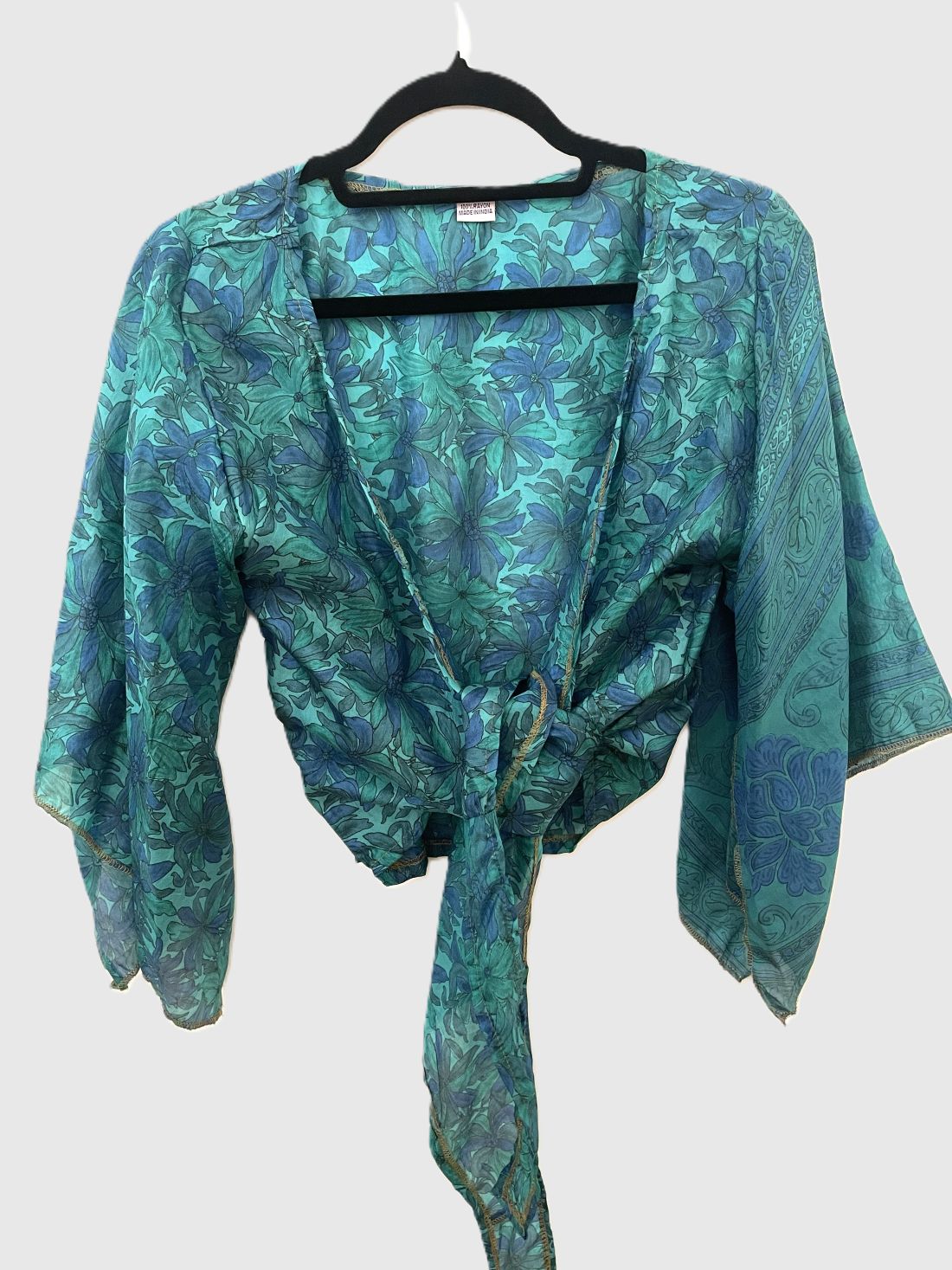 Upcycled Wickelbluse #624 - Blau