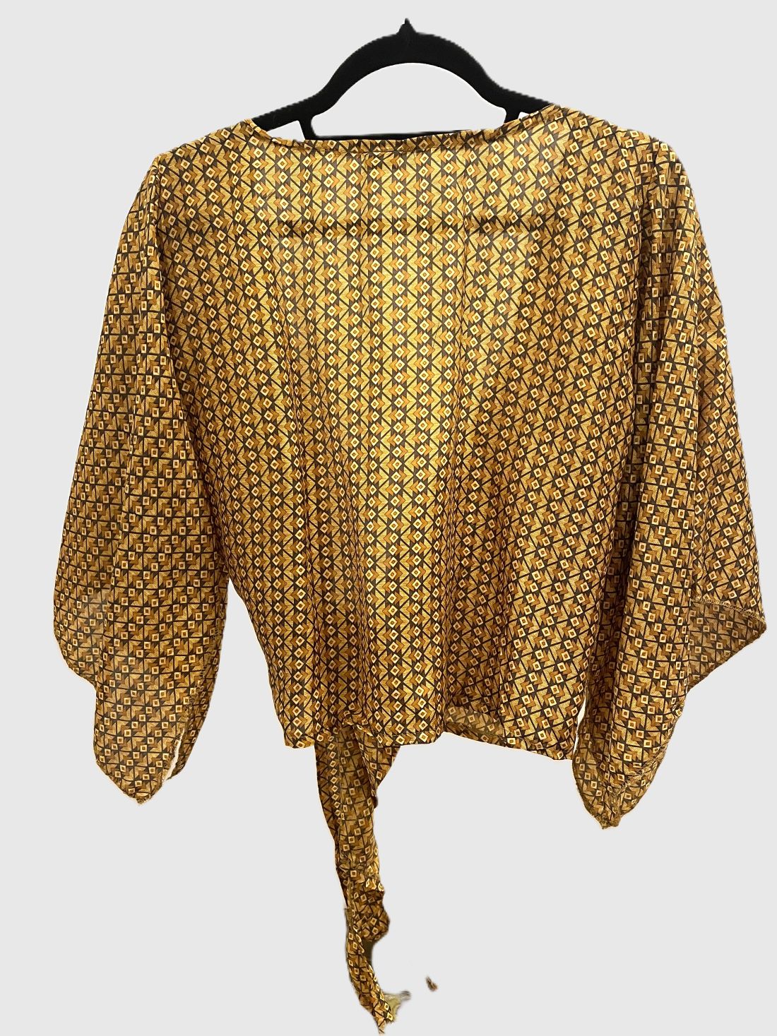Upcycled Wickelbluse #630 - Ocker & Braun