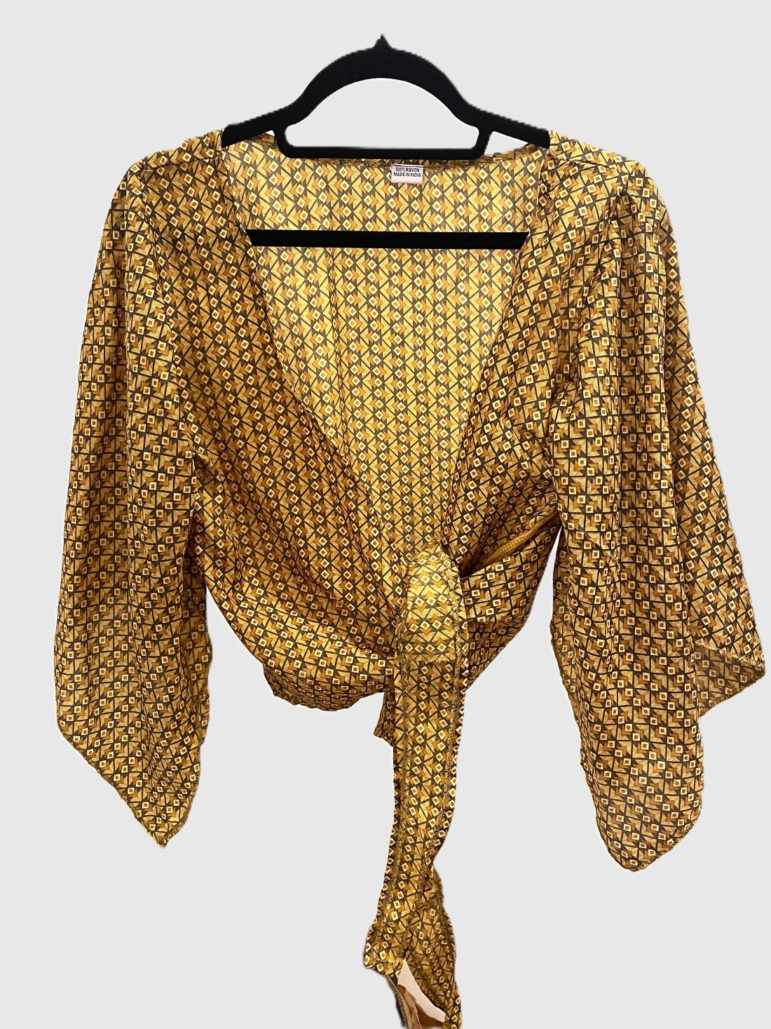 Upcycled Wickelbluse #630 - Ocker & Braun