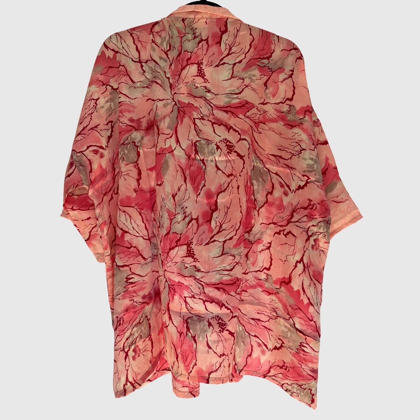 Upcycled Kimono #954 aus Vintage-Sari in Rot – Rückansicht