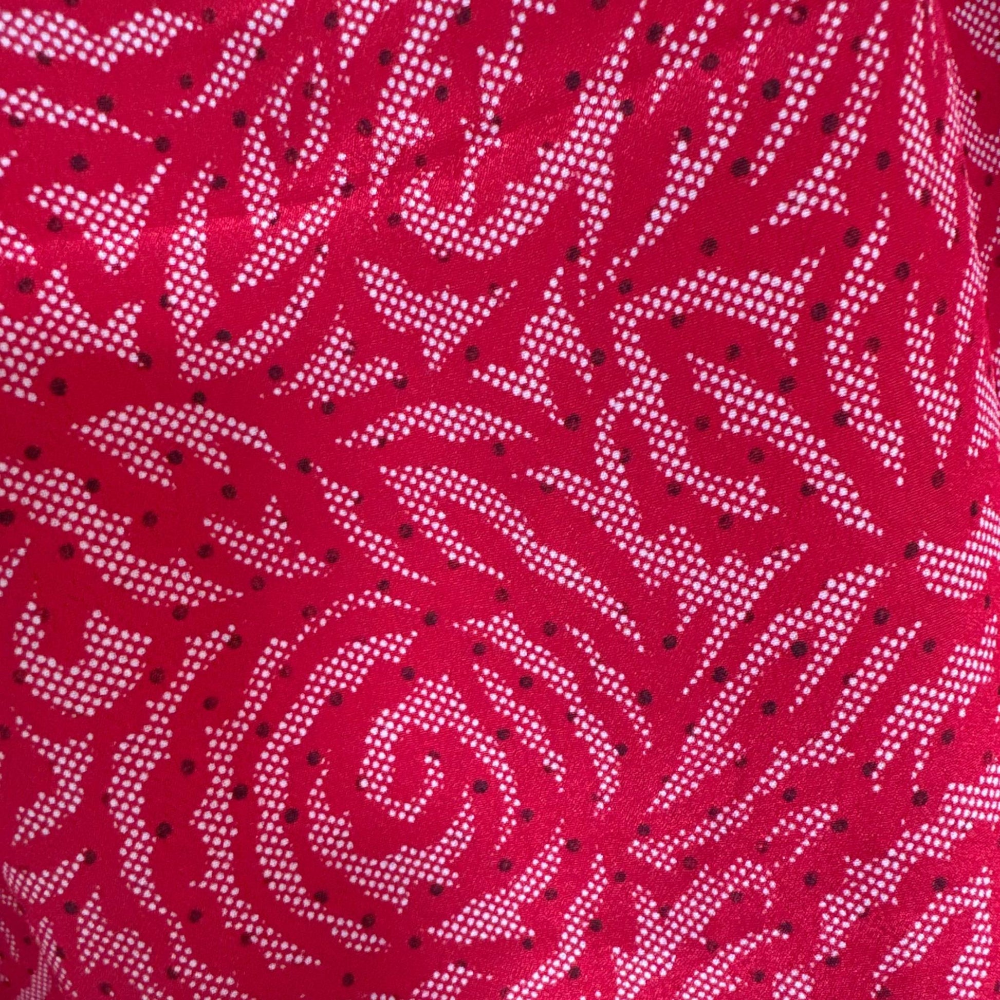 Upcycled Kimono #955 aus Vintage-Sari in Rot & Orange – Detailansicht