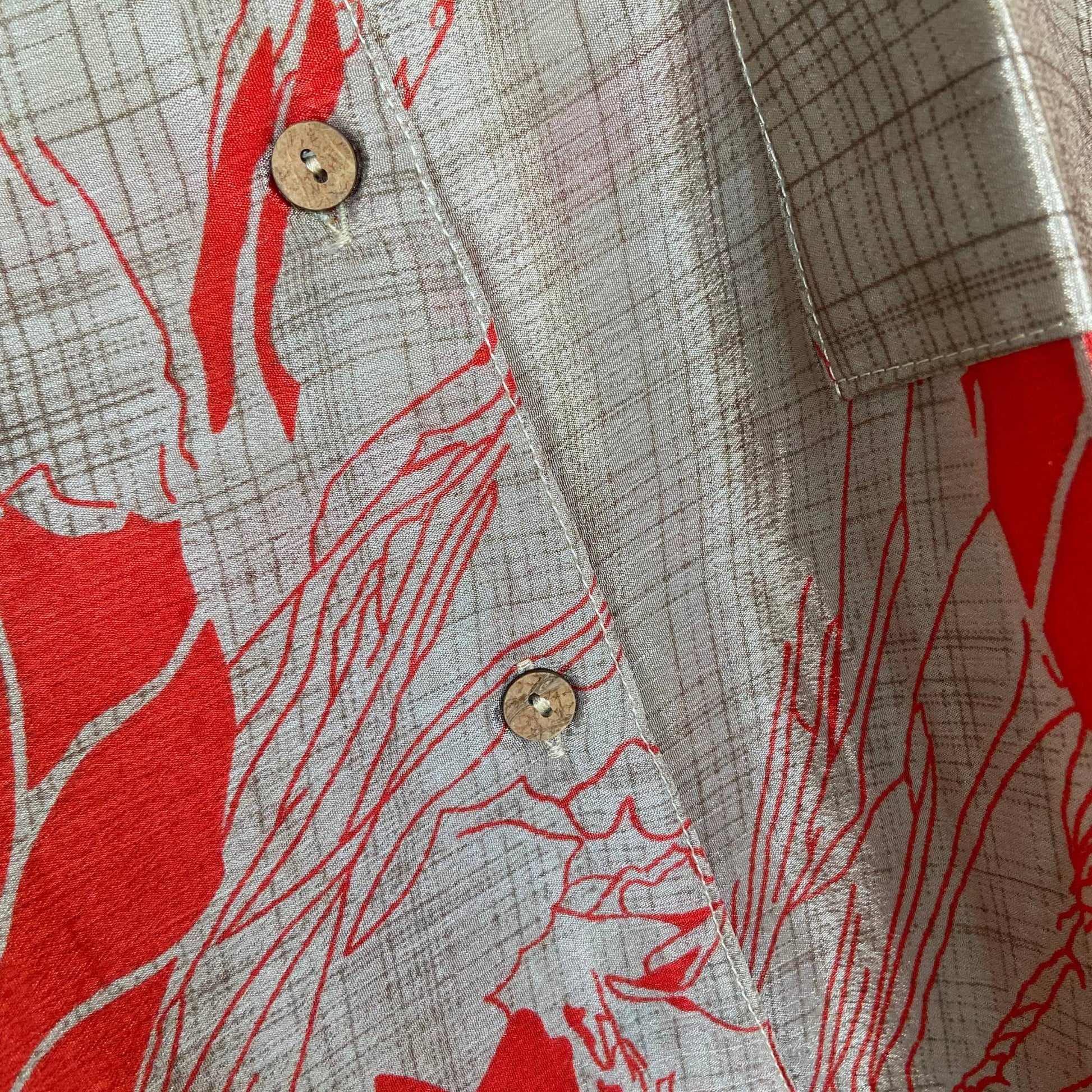 Upcycled Lounge Wear Set #1539 aus Vintage-Sari in Gelb & Grün – Detailansicht
