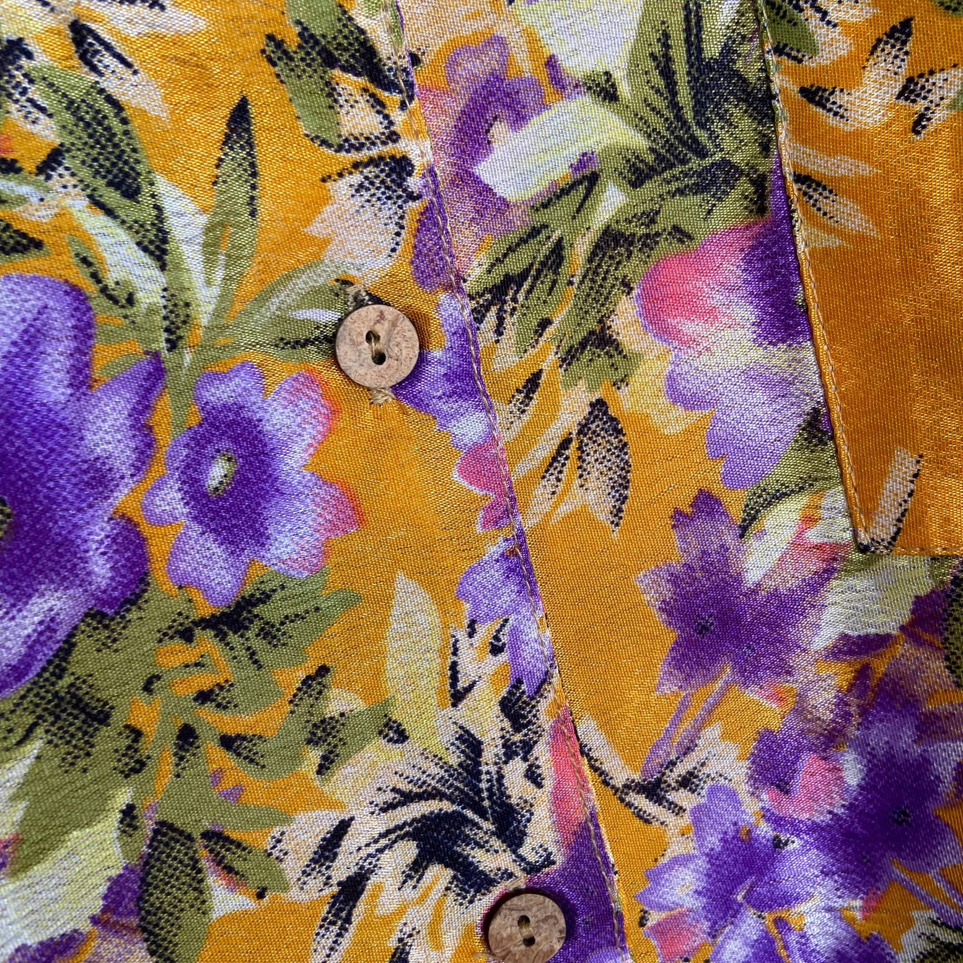 Upcycled Lounge Wear Set #1549 aus Vintage-Sari in Lila & Grau – Detailansicht