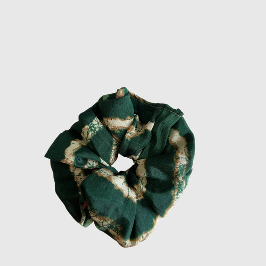 Upcycled Scrunchie #1034 aus Vintage-Sari in Schwarz