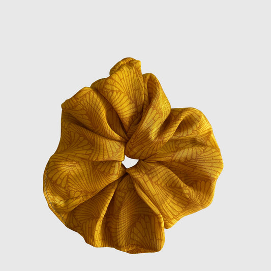 Upcycled Scrunchie #1038 aus Vintage-Sari in Orange & Braun