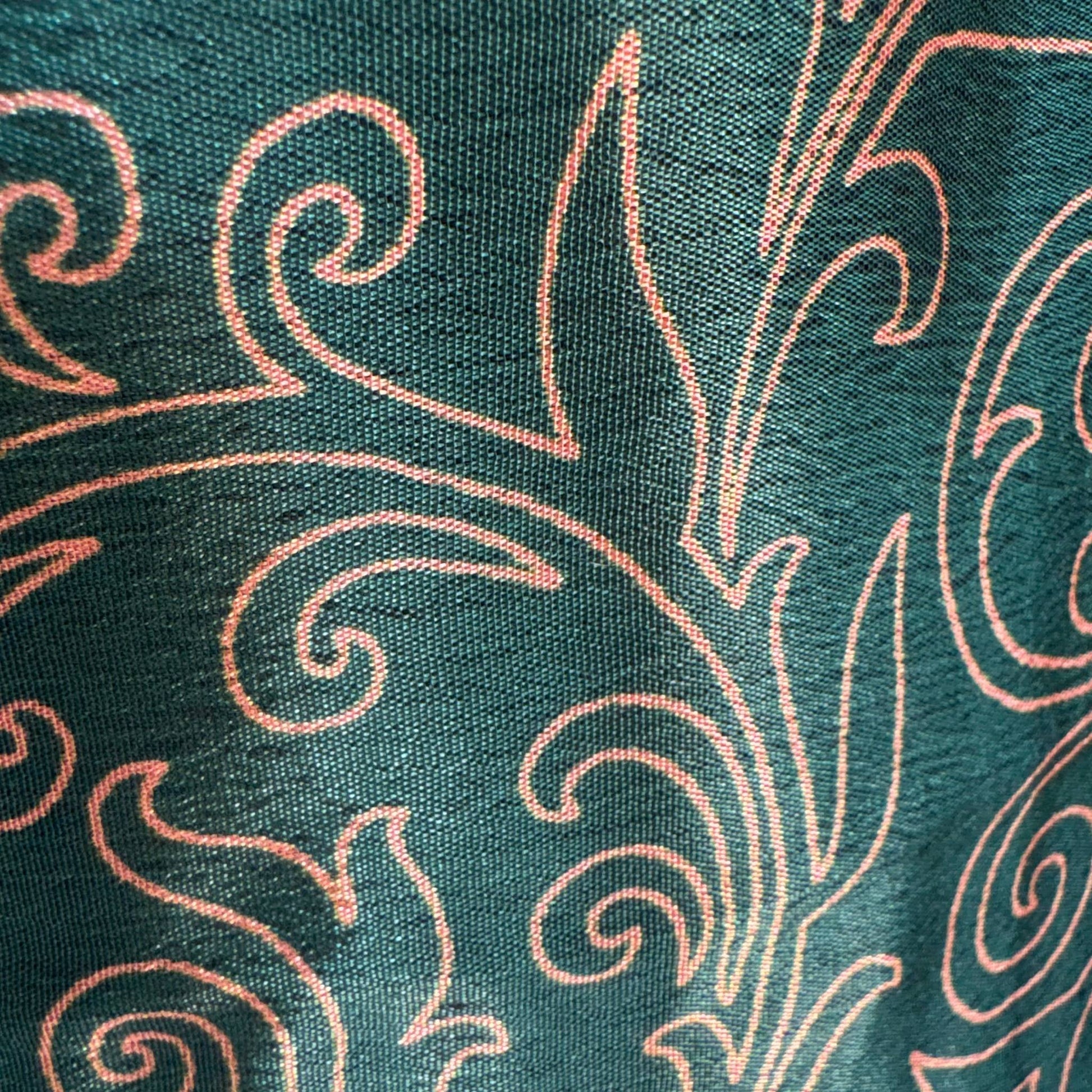 Upcycled Tiered Palazzo Pants #1051 aus Vintage-Sari in Grün – Detailansicht