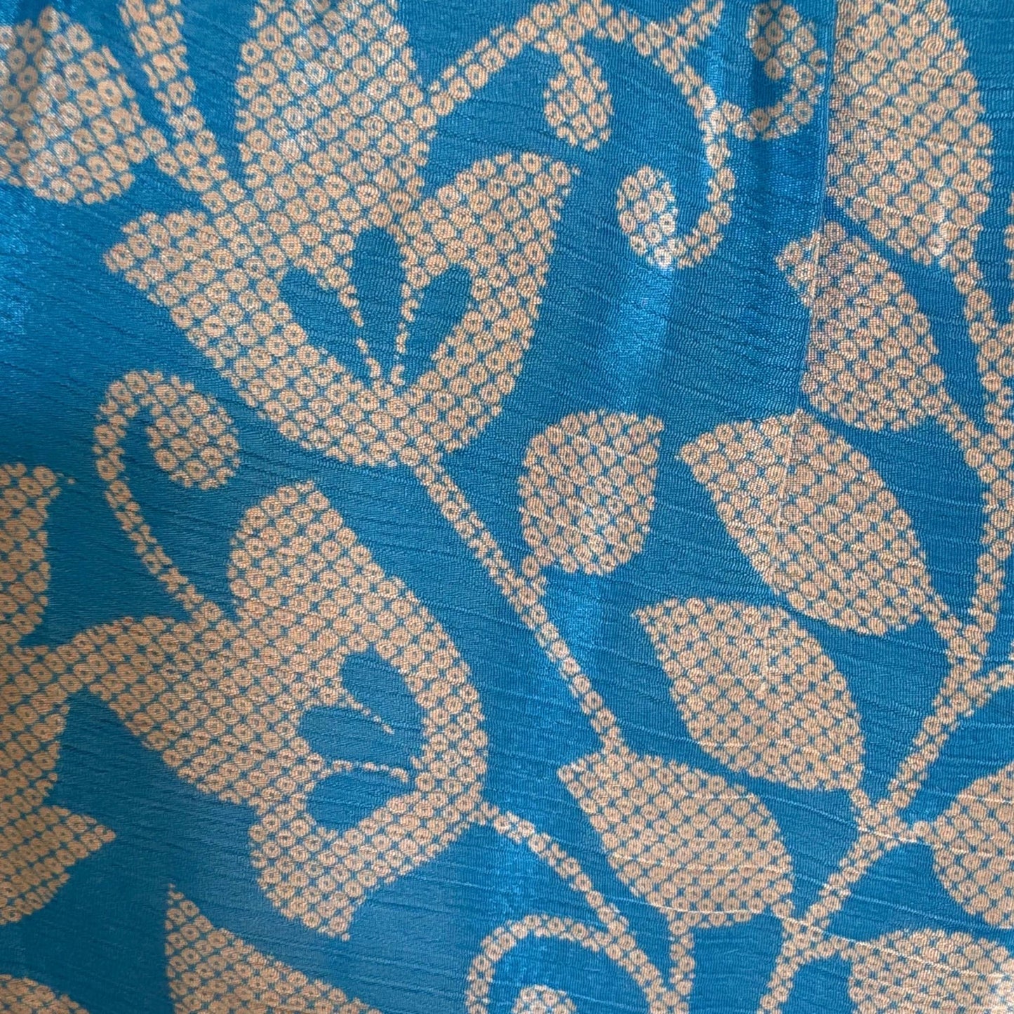 Upcycled Tiered Palazzo Pants #1056 aus Vintage-Sari in Blau & Grau – Detailansicht