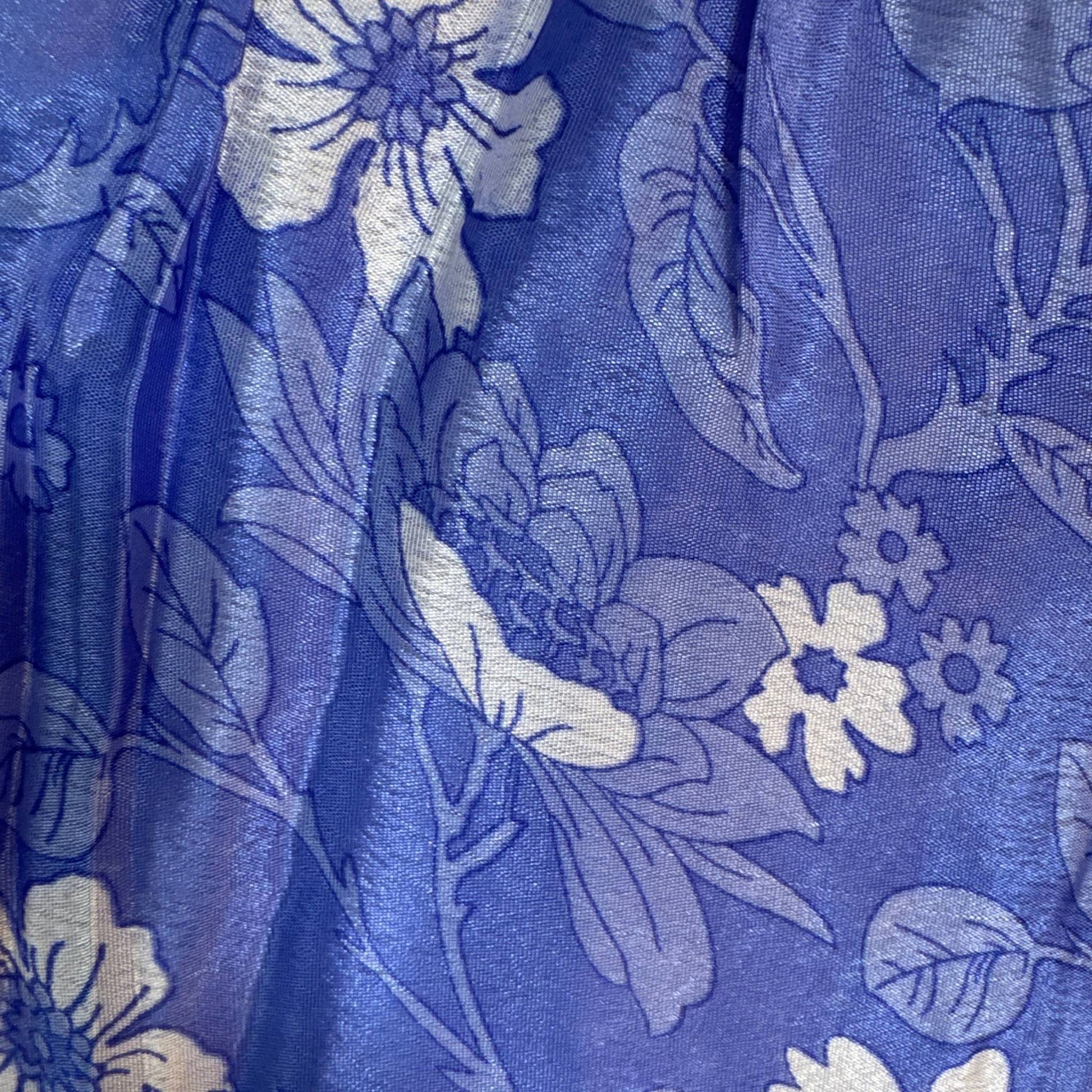 Upcycled Tiered Palazzo Pants #1067 aus Vintage-Sari in Blau – Detailansicht