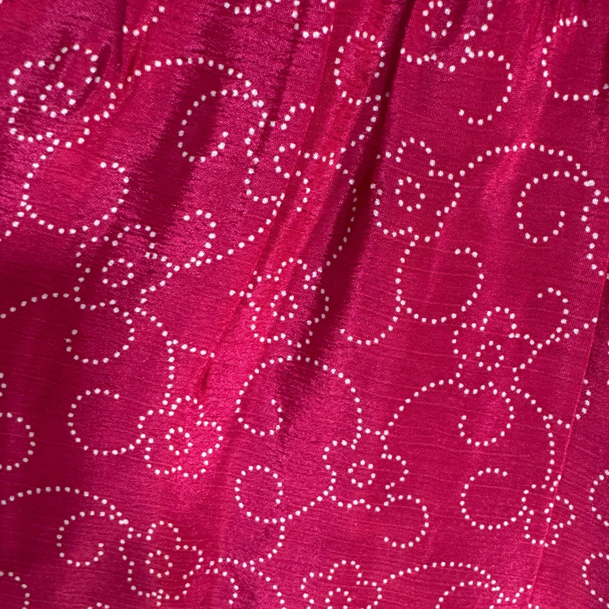 Upcycled Tiered Palazzo Pants #1076 aus Vintage-Sari in Dunkelrot & Pink – Detailansicht