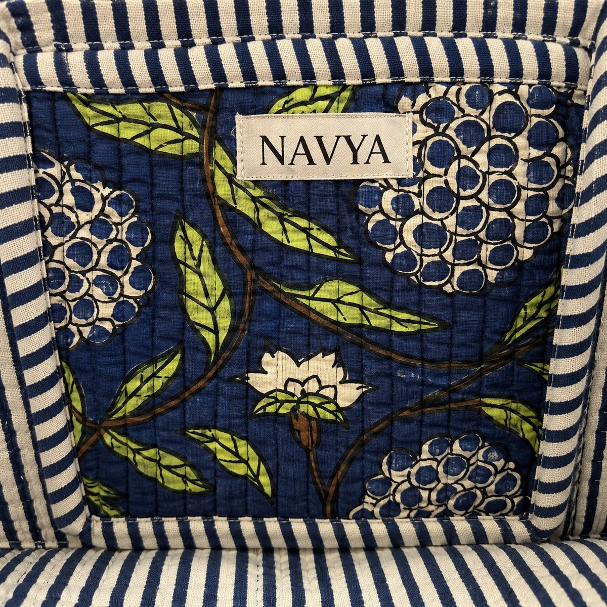 Tote Bag aus Baumwolle in Blau, Innentasche mit Reißverschluss