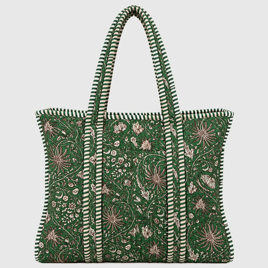Tote Bag aus Baumwolle in Grün, Vorderansicht
